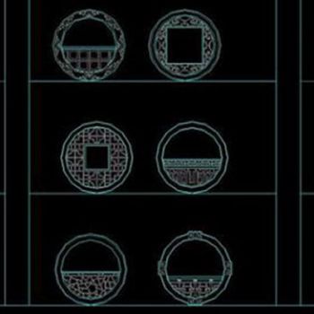CAD中式门屏风雕花隔断门头窗户节点