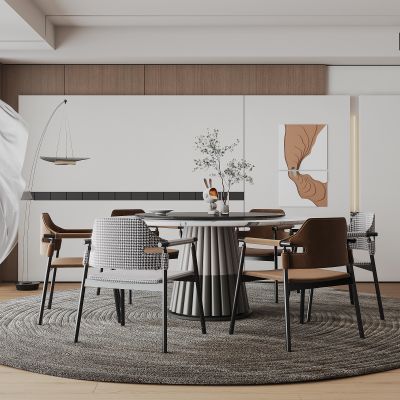 现代轻奢餐厅餐桌椅组合