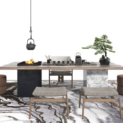 新中式茶桌椅组合