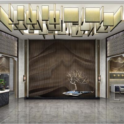 售楼处项目CAD施工图+效果图+物料单