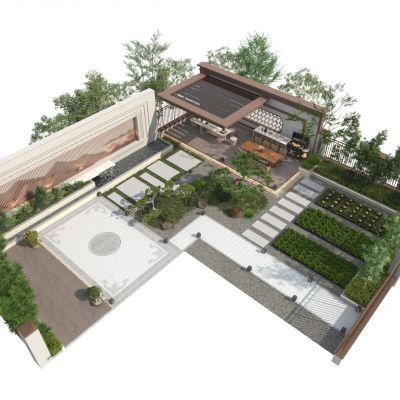 新中式别墅庭院景观