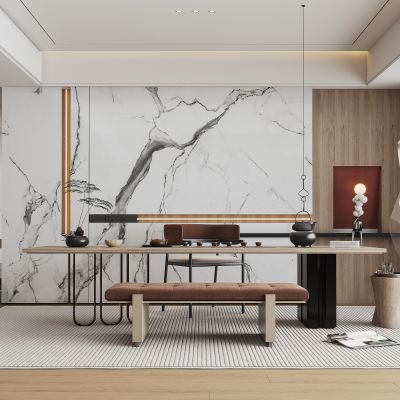 现代轻奢茶室茶桌椅子组合