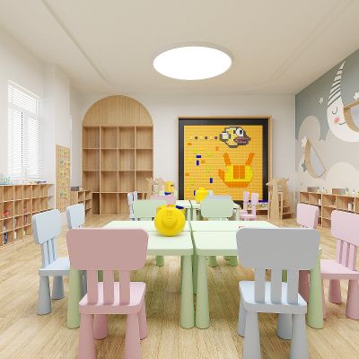 现代少儿乐高教室3D模型