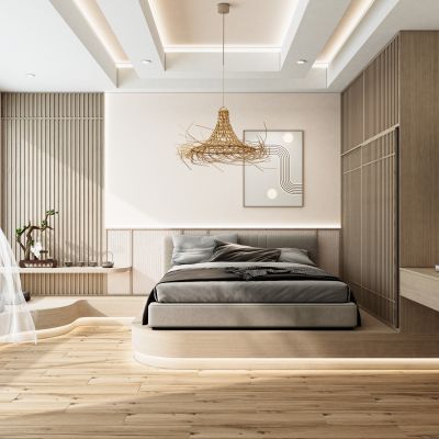 诧寂风原木卧室