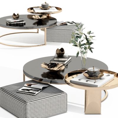 现代茶几组合，子母茶几，圆形茶几，客厅茶几，摆件，沙发凳，矮凳，咖啡