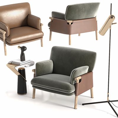 现代单人沙发 休闲沙发 休闲椅 洽谈椅SU