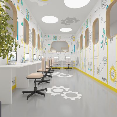 现代少儿早教中心教室3D模型