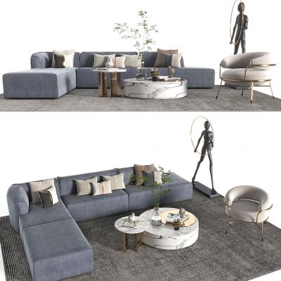 现代沙发茶几饰品摆件组合