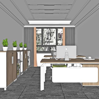 现代办公室 财务办公室SU模型