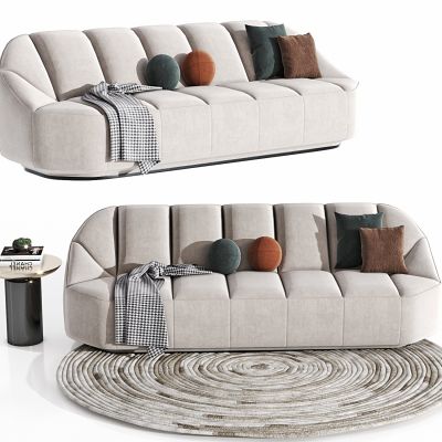 现代三人沙发，茶几，布艺沙发，多人沙发，懒人沙发，茶几，抱枕，毯子，沙发