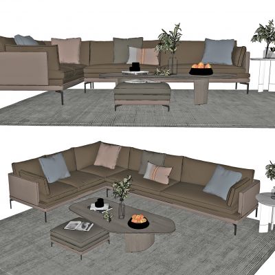 现代沙发茶几组合，组合沙发，布艺沙发，多人沙发，客厅沙发，茶几，组合茶几