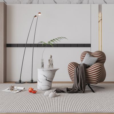 现代轻奢单人椅子边几组合