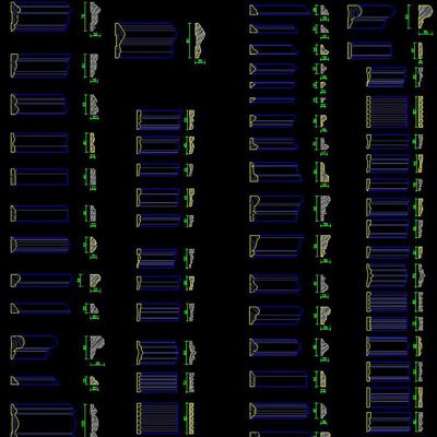 CAD实木线条踢脚线水刀图库雕花图