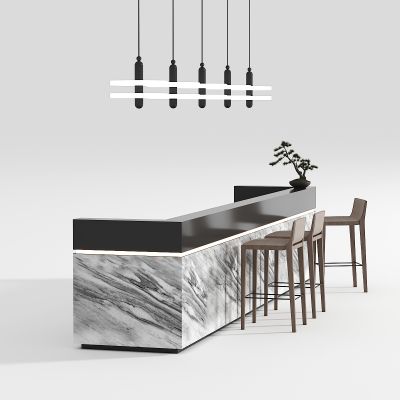 现代水吧台及吧椅组合