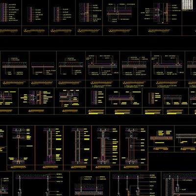 墙面吊顶地平门CAD大样节点详图