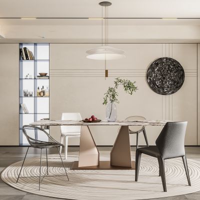 现代餐厅,餐厅,餐桌,地毯,饰品
