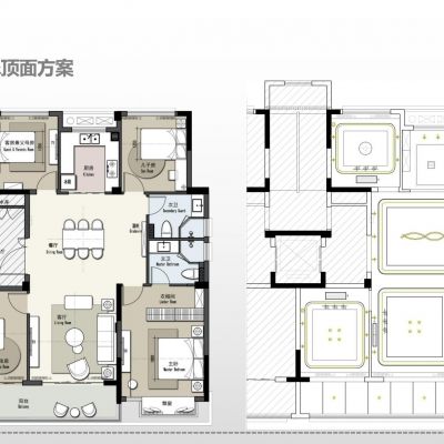 07_现代轻奢风格137户型项目CAD家装施工图+效果图