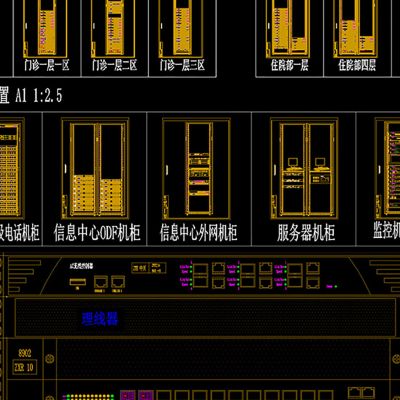 机房及弱电汇聚间机柜布置图立面大样图模板CAD