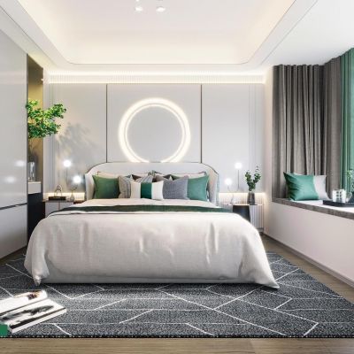 05_现代东方风格107样板房项目CAD家装施工图+效果图