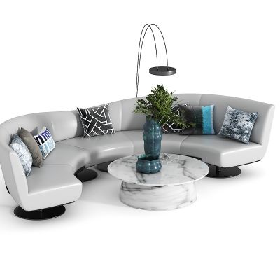 现代弧形沙发茶几组合