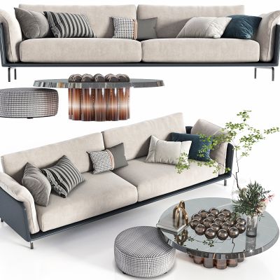 现代三人沙发，多人沙发，茶几组合，茶几，客厅茶几，布艺沙发，休闲沙发