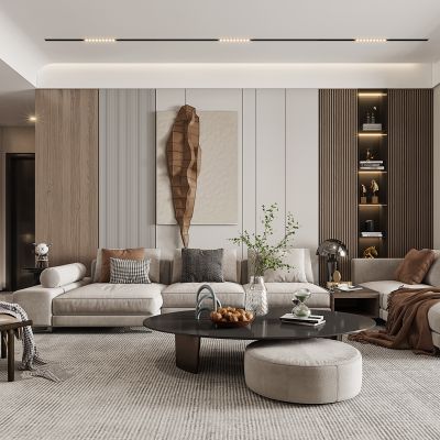 现代，客厅餐厅，沙发，餐桌 ，电视柜 ，酒柜，吊灯，装饰画