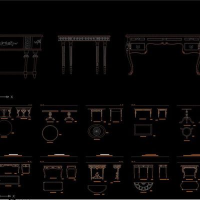 欧式古典家具库CAD图纸