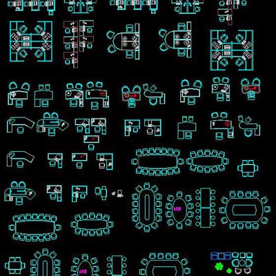 CAD平面图库家具办公桌椅会议桌图