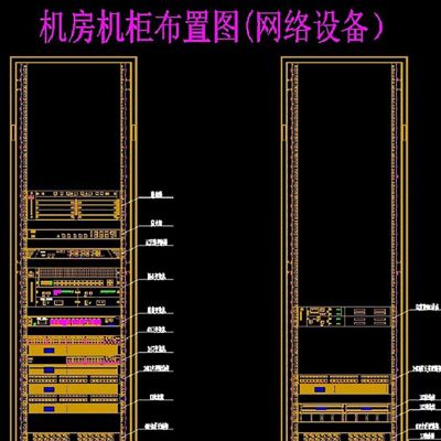 机房网络机柜布置图立面大样图图块CAD模板