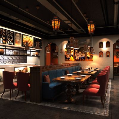 新疆餐厅|CAD施工图+效果图