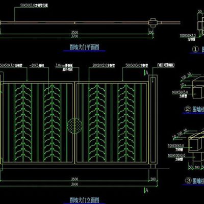 CAD铁艺大门节点详图大样中式铁艺门图