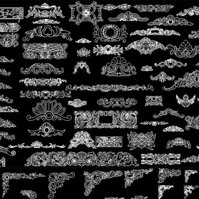 欧式花纹中式雕刻角花洋花贴花CAD