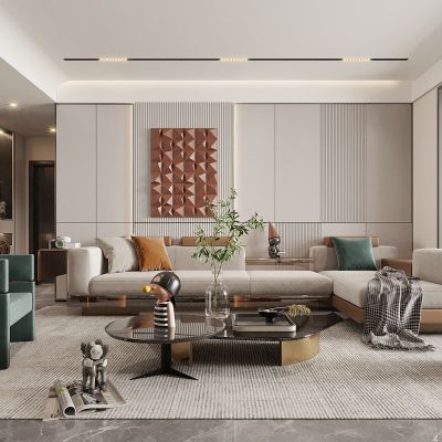 现代，客厅餐厅，沙发，餐桌 ，电视柜 ，酒柜，吊灯，装饰画