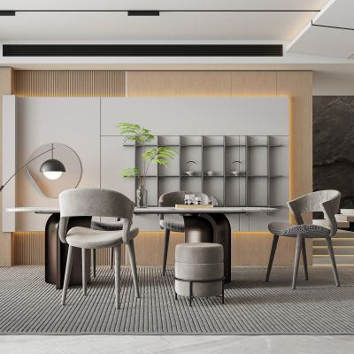 现代轻奢餐厅餐桌椅组合