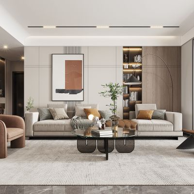 现代，客厅餐厅，沙发，餐桌 ，电视柜 ，酒柜，吊灯，装饰画