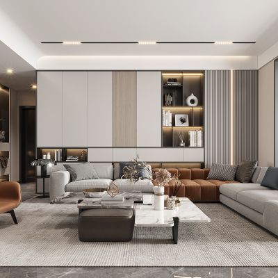 现代，客厅餐厅，沙发，餐桌 ，电视柜 ，酒柜，吊灯，装饰画