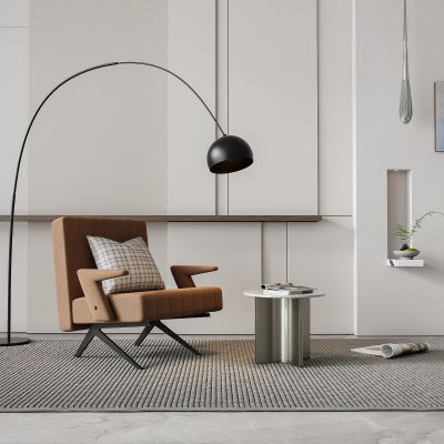 现代轻奢单人椅边几组合