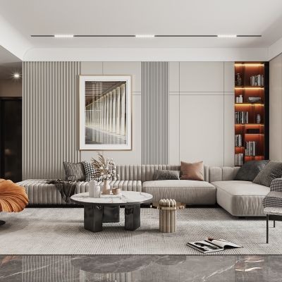 现代，客厅餐厅，沙发，餐桌 ，电视柜 ，酒柜，吊灯，装饰画