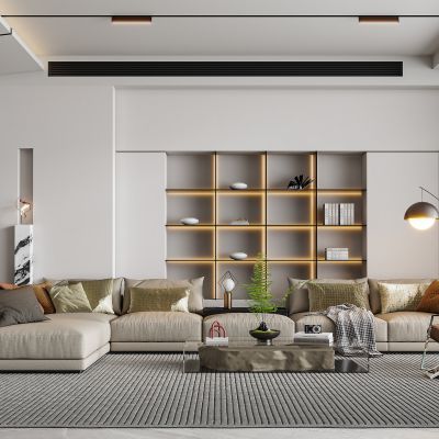 现代轻奢客厅沙发茶几组合