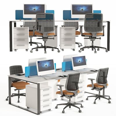 现代办公桌椅，办公桌，办公椅，桌上屏，员工位，工位，职员桌，职员椅，条桌