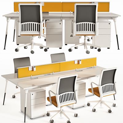 现代办公桌椅，办公桌，办公椅，桌上屏，员工位，工位，职员桌，职员椅，条桌