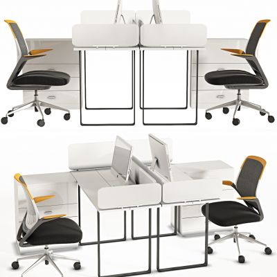 现代办公桌椅，办公桌，办公椅，桌上屏，员工位，工位，职员桌，职员椅，卡位