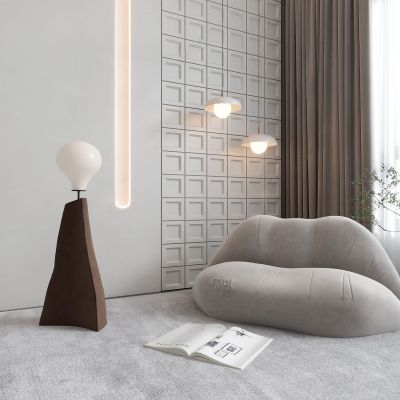 现代单人沙发_落地灯