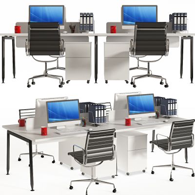 现代办公桌椅，办公桌，办公椅，桌上屏，员工位，工位，职员桌，职员椅，条桌
