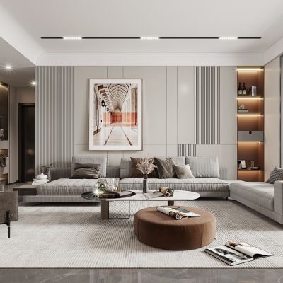 现代，客厅餐厅，沙发，餐桌 ，电视柜 ，酒柜，吊灯，装饰画