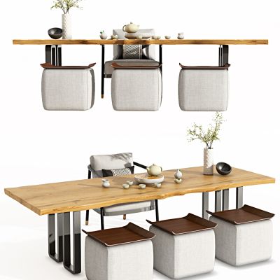 新中式茶桌椅组合，餐桌，茶椅，沙发凳，矮凳，茶具，休闲椅，摆件，书桌，茶桌，书桌，书椅，办公桌