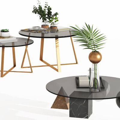 现代茶几，组合茶几，子母茶几，客厅茶几，饰品，摆件，圆茶几