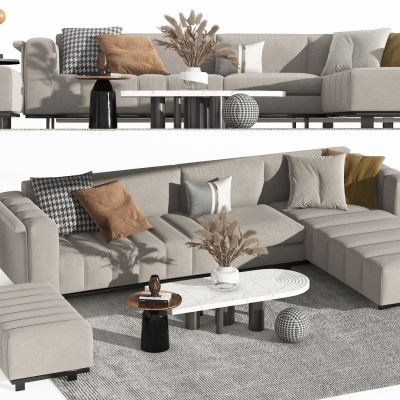 现代沙发茶几组合，茶几，布艺沙发，转角沙发，角几，沙发凳，多人沙发，球