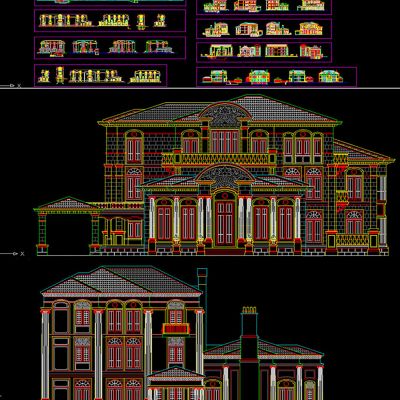 欧式别墅建筑cad素材