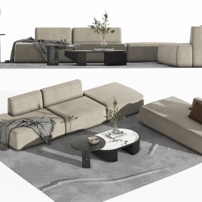 现代沙发茶几组合，懒人沙发，客厅沙发，布艺多人沙发，茶几，角几，饰品